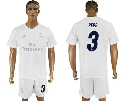 Real Madrid #3 Pepe Marine Environmental Protection Home Soccer Club Jersey