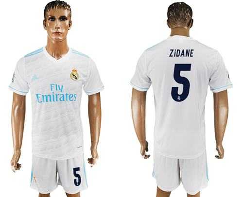 Real Madrid #5 Zidane White Home Soccer Club Jersey