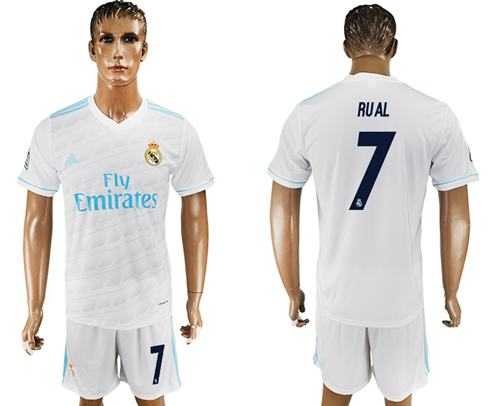 Real Madrid #7 Rual White Home Soccer Club Jersey