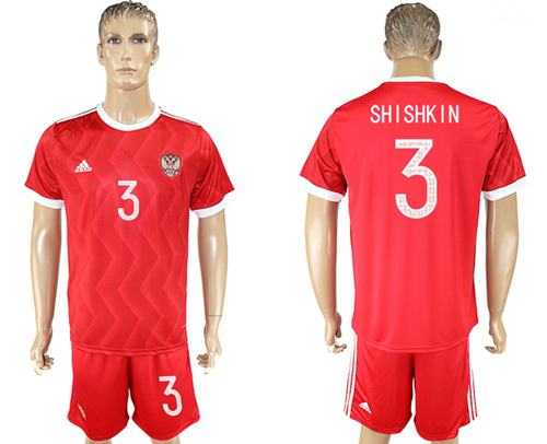 Russia #3 Shishkin Federation Cup Home Soccer Country Jersey