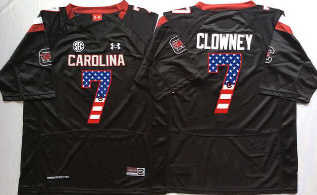 South Carolina Gamecocks #7 Jadeveon Clowney Black USA Flag College Jersey
