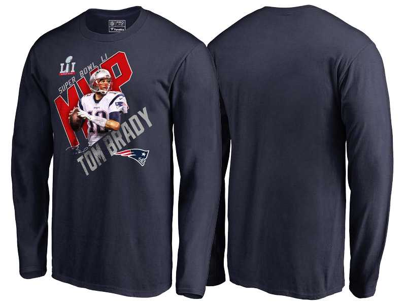 Super Bowl LI Champions MVP New England Patriots Tom Brady Navy Long Sleeve T-Shirt