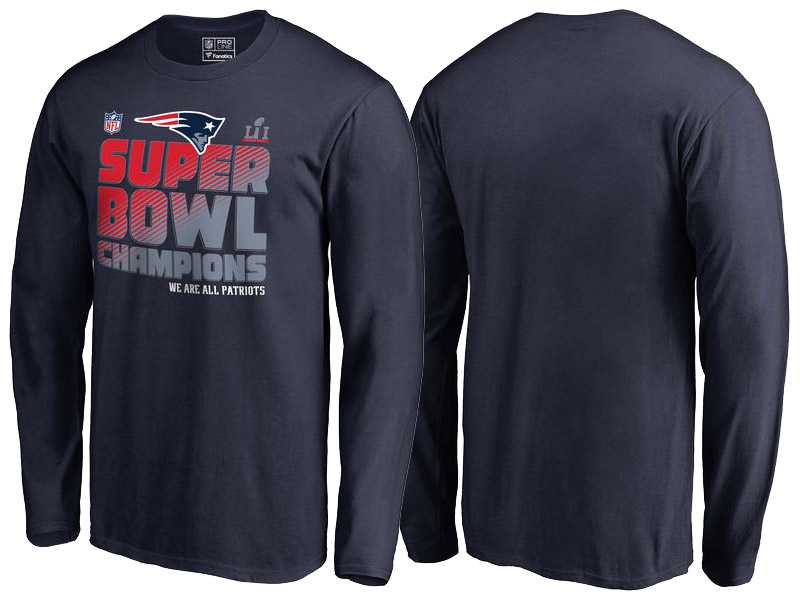Super Bowl LI Champions New England Patriots Navy Trophy Collection Locker Room Alternate Long Sleeve T-Shirt