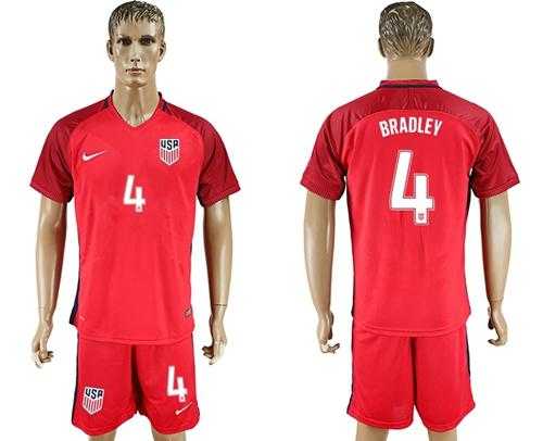 USA #4 Bradley Away Soccer Country Jersey