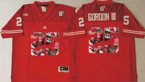 Wisconsin Badgers #25 Melvin Gordon III Red Player Fashion Stitched NCAA Jersey