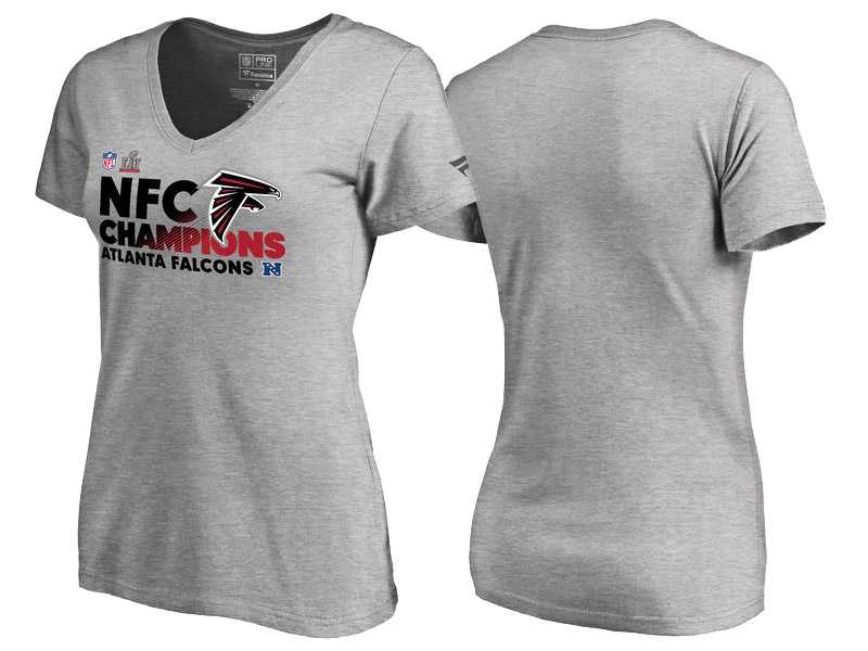 Women's Atlanta Falcons Gray 2016 NFC Conference Champions Trophy Collection T-Shirt