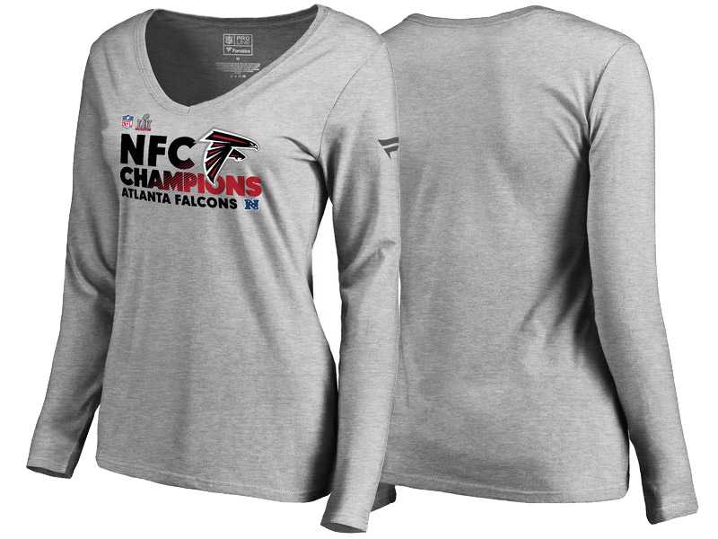 Women's Atlanta Falcons Gray 2016 NFC Conference Champions Trophy Locker Room Long Sleeve T-Shirt