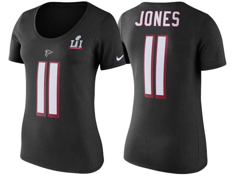 Women's Atlanta Falcons Julio Jones Black Super Bowl LI Bound Name & Number T-Shirt