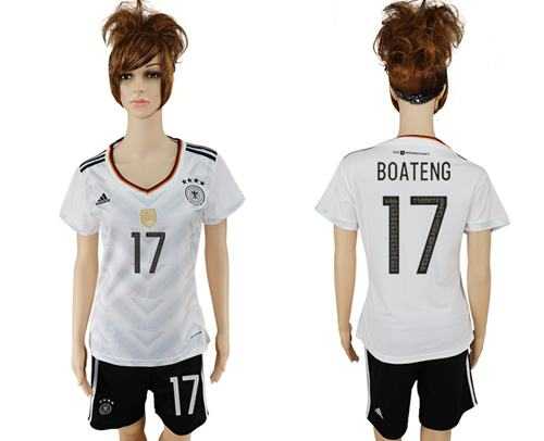 Women's Germany #17 Boateng White Home Soccer Country Jersey