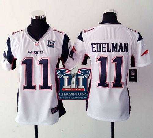 Women's Nike New England Patriots #11 Julian Edelman White Super Bowl LI Champions Stitched NFL New Elite Jersey