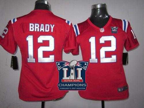 Women's Nike New England Patriots #12 Tom Brady Red Alternate Super Bowl LI Champions Stitched NFL Elite Jersey