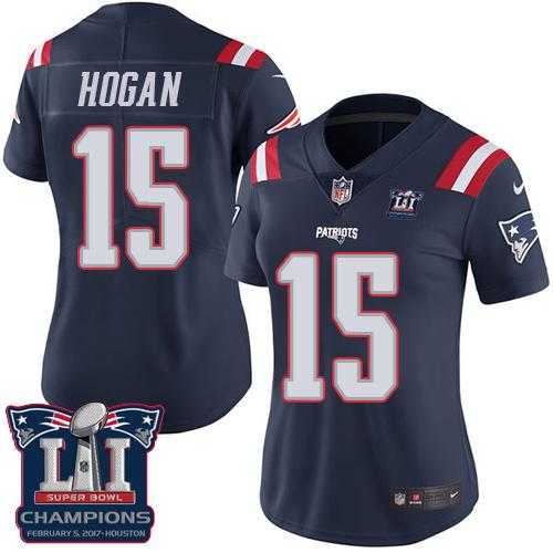 Women's Nike New England Patriots #15 Chris Hogan Navy Blue Super Bowl LI Champions Stitched NFL Limited Rush Jersey