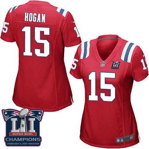 Women's Nike New England Patriots #15 Chris Hogan Red Alternate Super Bowl LI Champions Stitched NFL Elite Jersey