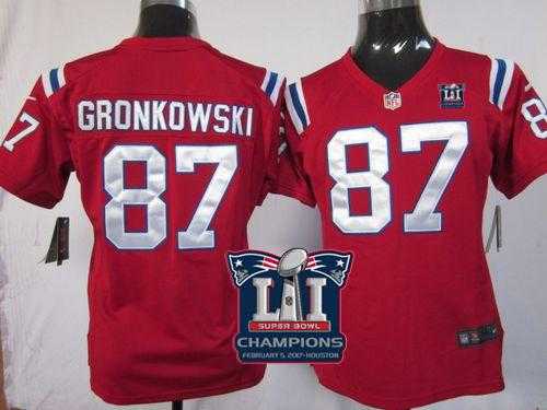 Women's Nike New England Patriots #87 Rob Gronkowski Red Alternate Super Bowl LI Champions Stitched NFL Elite Jersey