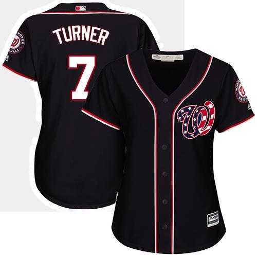 Women's Washington Nationals #7 Trea Turner Navy Blue Alternate Stitched MLB Jersey