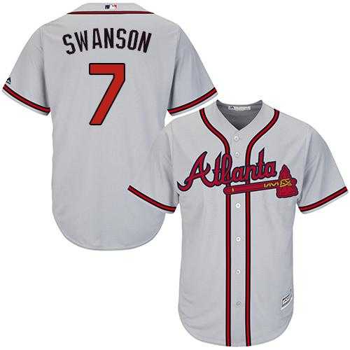 Youth Atlanta Braves #7 Dansby Swanson Grey Cool Base Stitched MLB Jersey