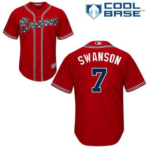 Youth Atlanta Braves #7 Dansby Swanson Red Cool Base Stitched MLB Jersey