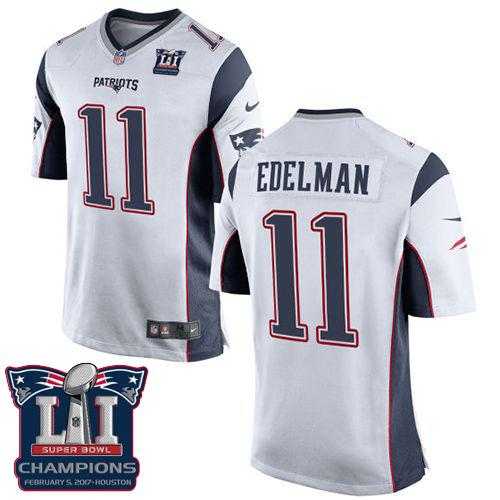 Youth Nike New England Patriots #11 Julian Edelman White Super Bowl LI Champions Stitched NFL New Elite Jersey