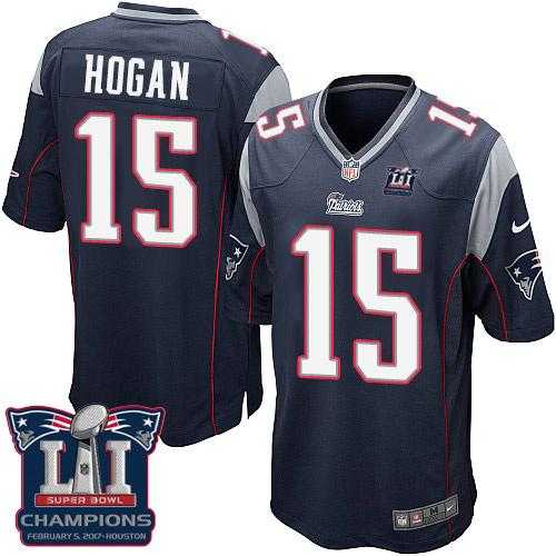 Youth Nike New England Patriots #15 Chris Hogan Navy Blue Team Color Super Bowl LI Champions Stitched NFL New Elite Jersey