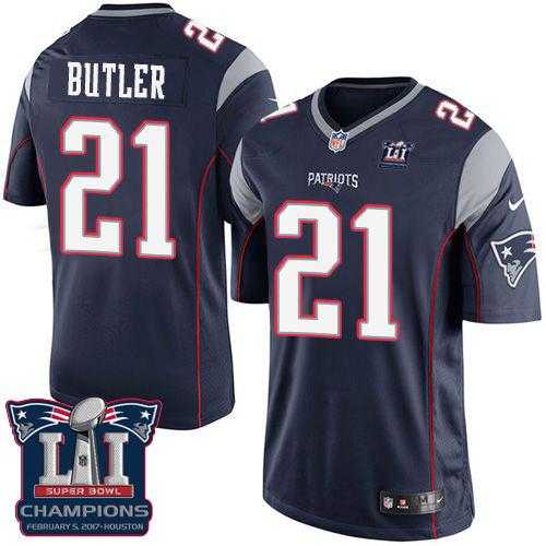 Youth Nike New England Patriots #21 Malcolm Butler Navy Blue Team Color Super Bowl LI Champions Stitched NFL New Elite Jersey