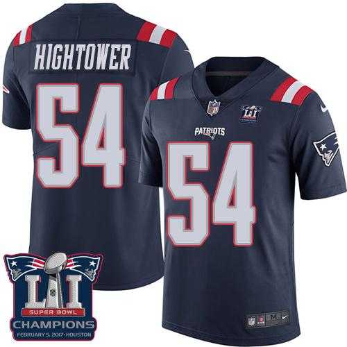 Youth Nike New England Patriots #54 Dont'a Hightower Navy Blue Super Bowl LI Champions Stitched NFL Limited Rush Jersey