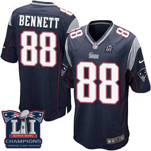 Youth Nike New England Patriots #88 Martellus Bennett Navy Blue Team Color Super Bowl LI Champions Stitched NFL New Elite Jersey