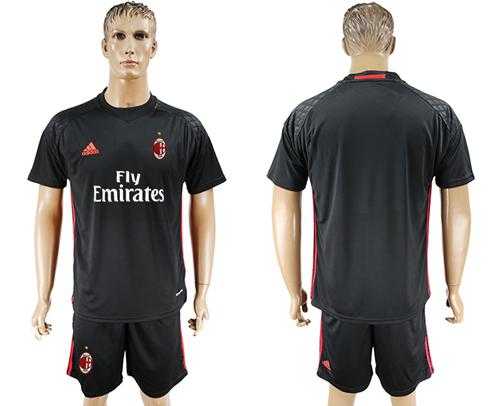 AC Milan Blank Black Goalkeeper Soccer Club Jersey