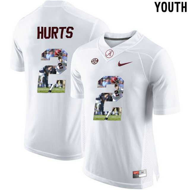 Alabama Crimson Tide #27 Antonio Henry White With Portrait Print Youth College Football Jersey3