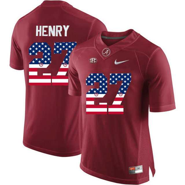 Alabama Crimson Tide #27 Derrick Henry Red USA Flag College Limited Jersey