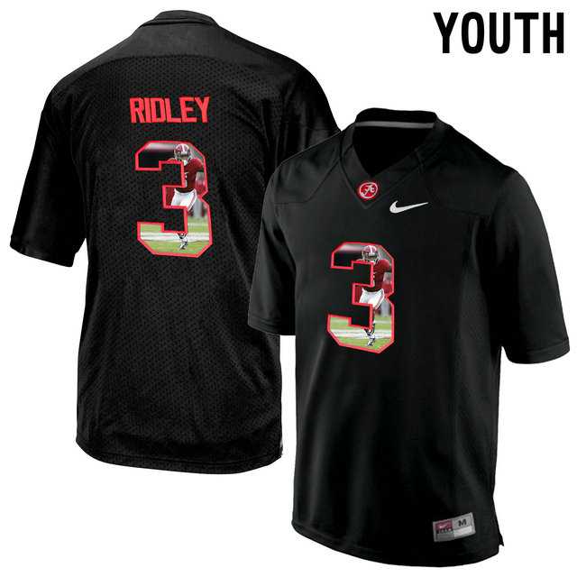 Alabama Crimson Tide #3 Calvin Ridley Black With Portrait Print Youth College Football Jersey2