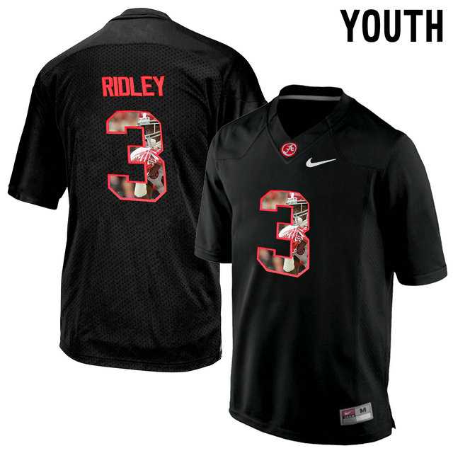 Alabama Crimson Tide #3 Calvin Ridley Black With Portrait Print Youth College Football Jersey3