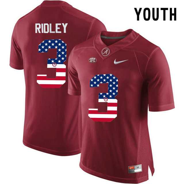 Alabama Crimson Tide #3 Calvin Ridley Red USA Flag College Youth Limited Jersey