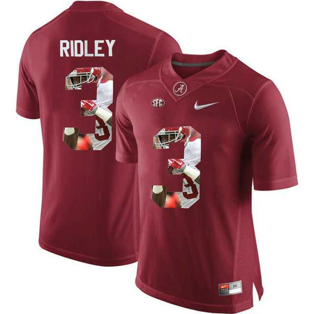 Alabama Crimson Tide #3 Calvin Ridley Red With Portrait Print College Football Jersey