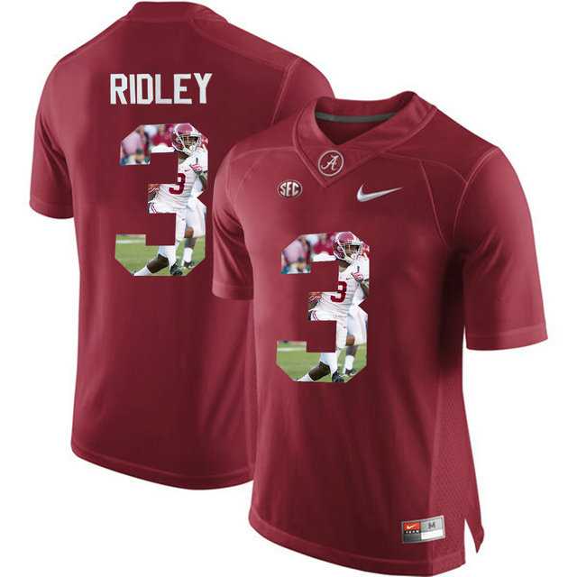 Alabama Crimson Tide #3 Calvin Ridley Red With Portrait Print College Football Jersey2