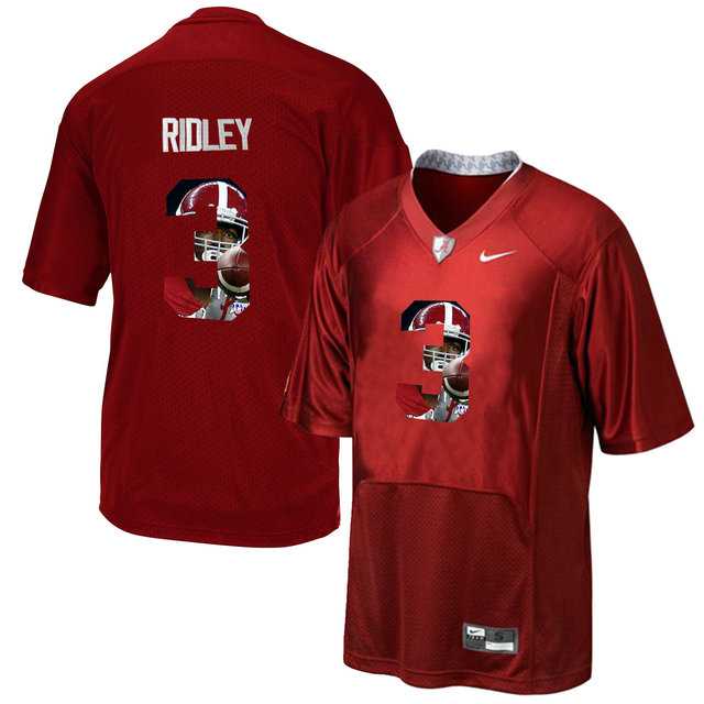 Alabama Crimson Tide #3 Calvin Ridley Red With Portrait Print College Football Jersey5