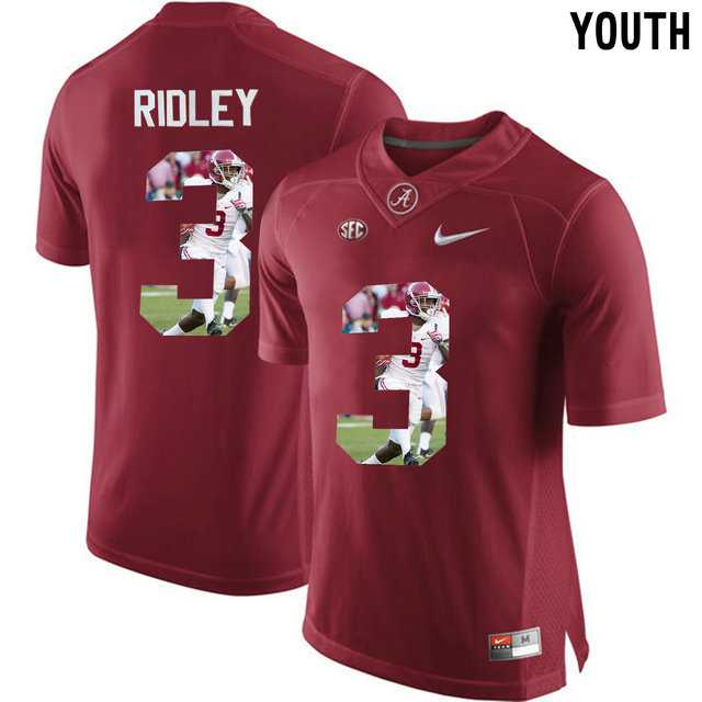 Alabama Crimson Tide #3 Calvin Ridley Red With Portrait Print Youth College Football Jersey2