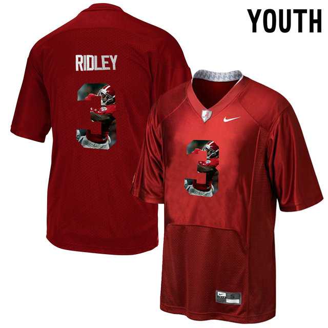Alabama Crimson Tide #3 Calvin Ridley Red With Portrait Print Youth College Football Jersey4