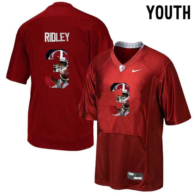 Alabama Crimson Tide #3 Calvin Ridley Red With Portrait Print Youth College Football Jersey6