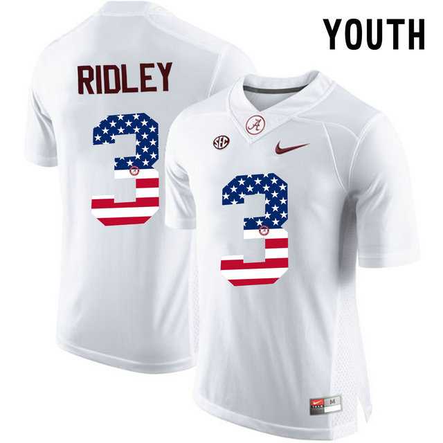 Alabama Crimson Tide #3 Calvin Ridley White USA Flag College Youth Limited Jersey