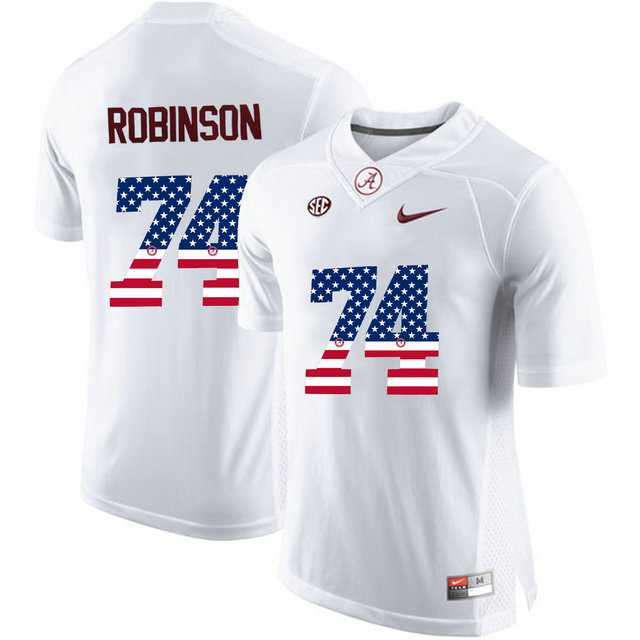 Alabama Crimson Tide #74 Cam Robinson White USA Flag College Limited Jersey