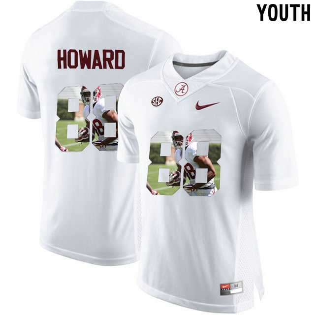 Alabama Crimson Tide #88 O.J. Howard White With Portrait Print Youth College Football Jersey3
