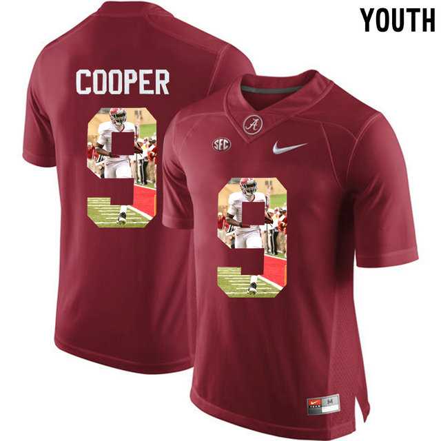 Alabama Crimson Tide #9 Amari Cooper Red With Portrait Print College Youth Football Jersey2