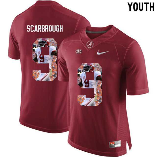 Alabama Crimson Tide #9 Bo Scarbrough Red Youth Portrait Print College Football Jersey