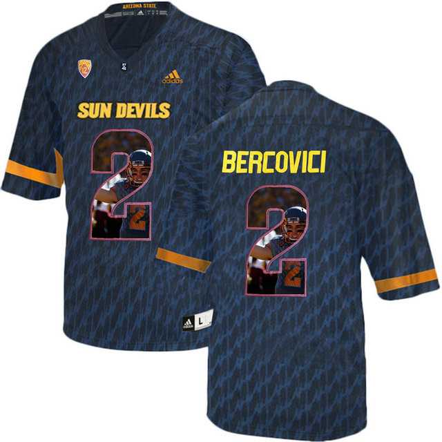 Arizona State Sun Devils #2 Mike Bercovici Black Team Logo Print College Football Jersey