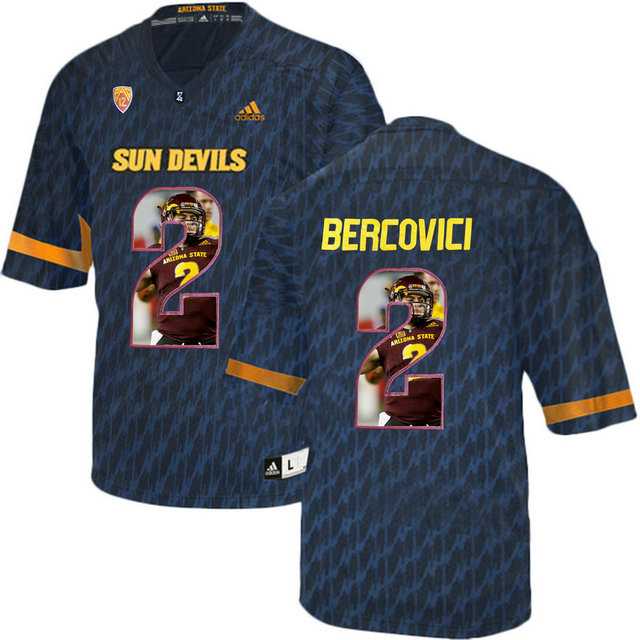 Arizona State Sun Devils #2 Mike Bercovici Black Team Logo Print College Football Jersey10