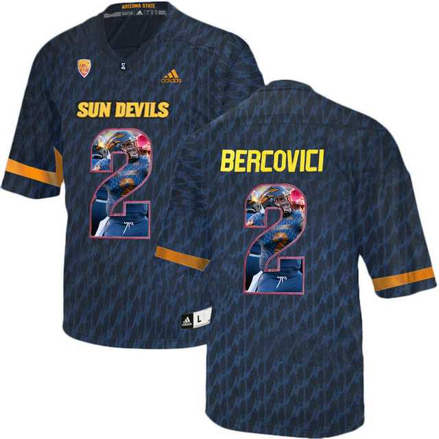 Arizona State Sun Devils #2 Mike Bercovici Black Team Logo Print College Football Jersey14