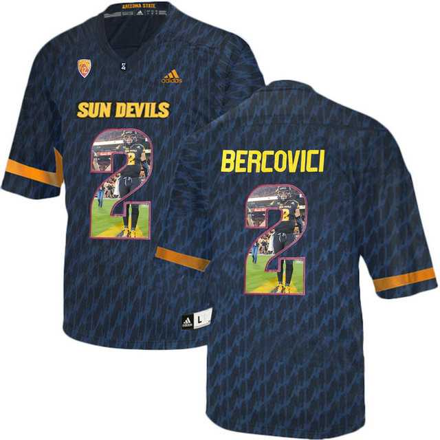 Arizona State Sun Devils #2 Mike Bercovici Black Team Logo Print College Football Jersey2