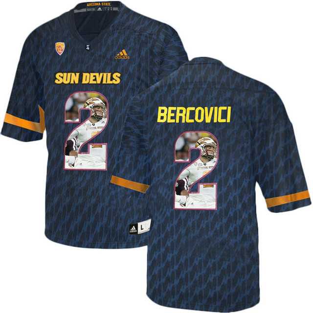 Arizona State Sun Devils #2 Mike Bercovici Black Team Logo Print College Football Jersey4