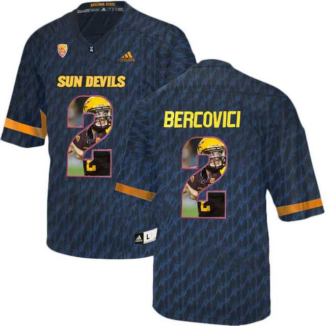 Arizona State Sun Devils #2 Mike Bercovici Black Team Logo Print College Football Jersey6