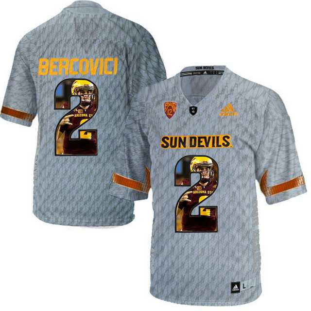 Arizona State Sun Devils #2 Mike Bercovici Gray Team Logo Print College Football Jersey11